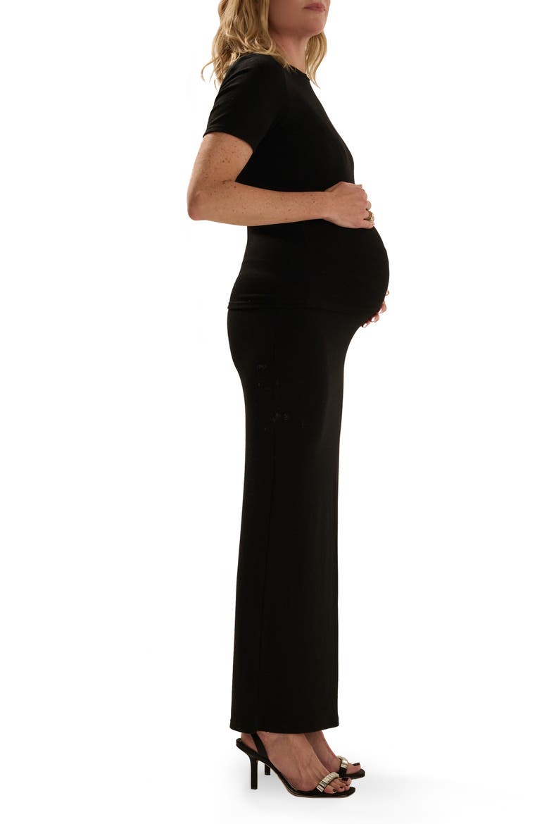 Maternity Foundation Midi Skirt, Alternate, color, BLACK