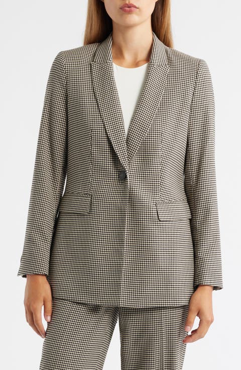 Herringbone One-Button Blazer