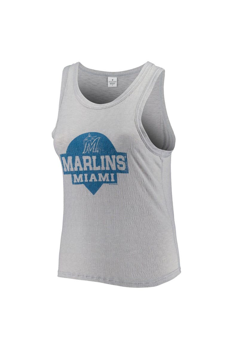 Women's Soft as a Grape Gray Miami Marlins Plus Size High Neck Tri-Blend Tank Top, Alternate, color, Gray