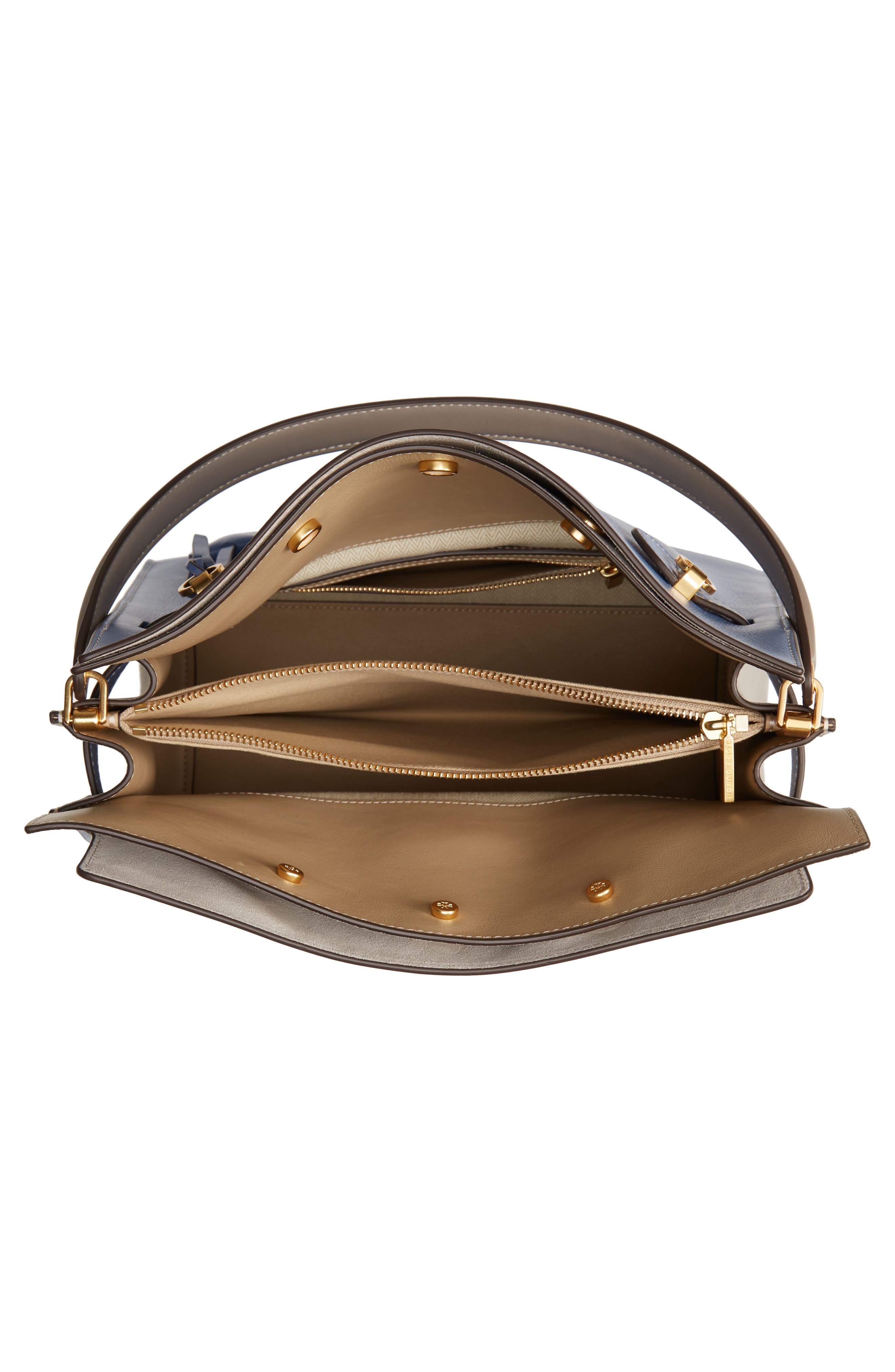 Tory Burch Lee Radziwill Leather Double Bag, Alternate, color, 