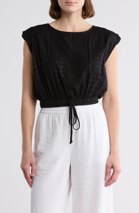 Metallic Drawstring Hem Cover-Up Tank