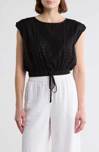 Elan Metallic Drawstring Hem Cover-Up Tank