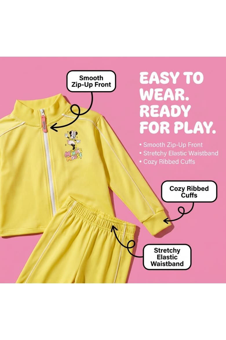 Minnie Mouse Athletic Zip-Up Jacket and Pants Set, Alternate, color, Yellow Minnie Mouse