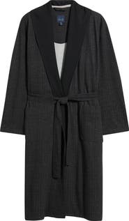 Majestic International Shawl Collar Cotton Blend Herringbone Robe