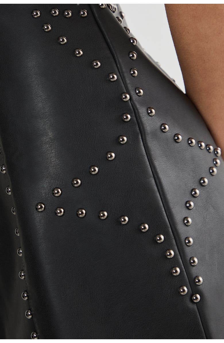 NASTY GAL Faux Leather Studded Mini Dress, Alternate, color, Black