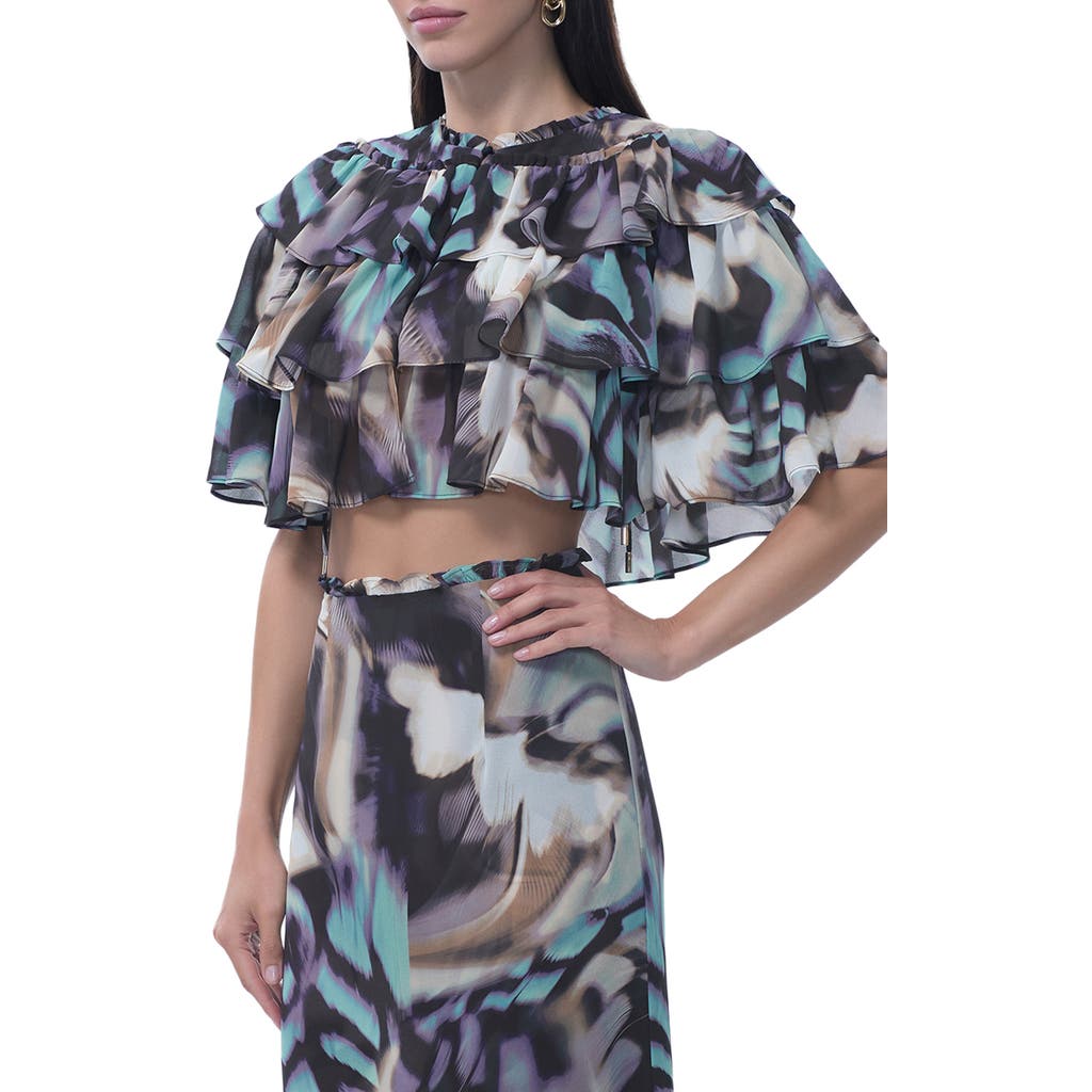Afrm Manon Abstraxct Print Tiered Crop Top In Multi