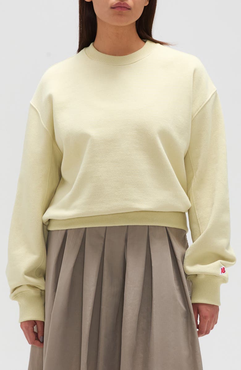 New Balance Made in USA Oversize Cotton French Terry Crewneck Sweatshirt, Main, color, Yellow