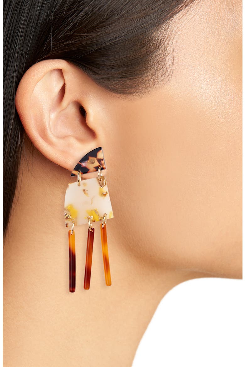 Memphis Fringe Drop Earrings, Alternate, color, ROSE TORTOISE
