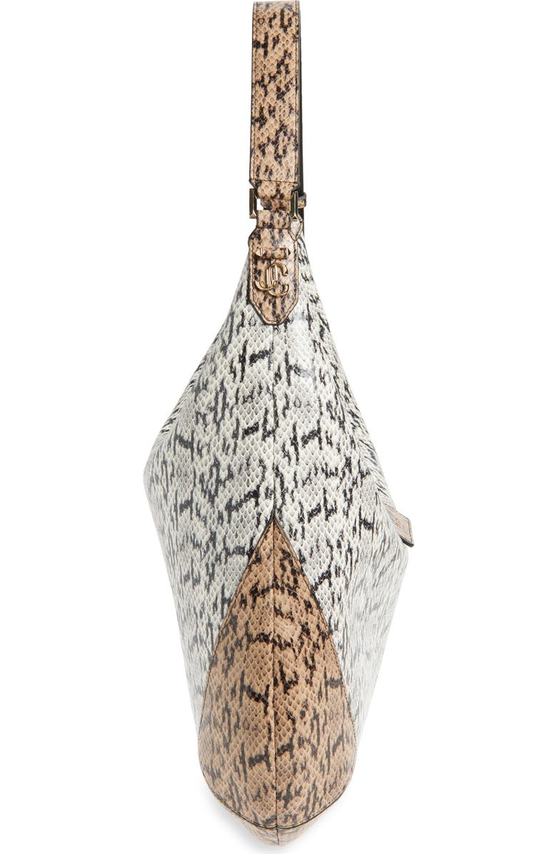 Jimmy Choo Medium Bar Snakeskin Embossed Leather Hobo Bag, Alternate, color, Roccia/ Chai/ Shiny Gold