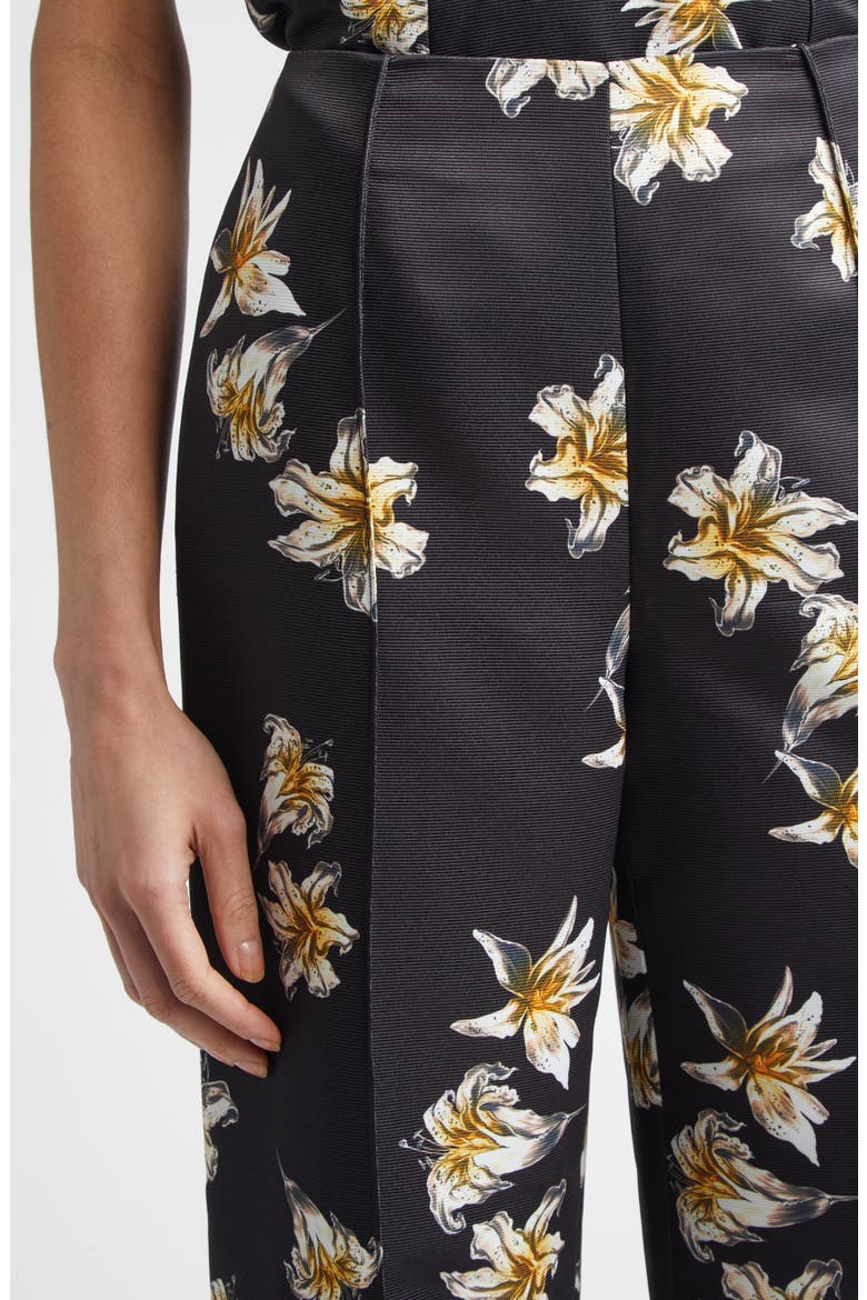 Daffy Floral Faille Wide Leg Pants, Alternate, color, FESTIVE LILIES BLACK YELLOW