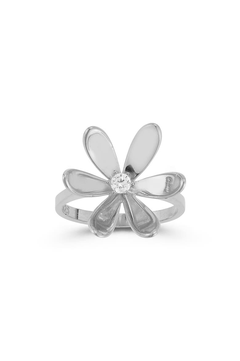 Cubic Zirconia Floral Ring, Alternate, color, SILVER