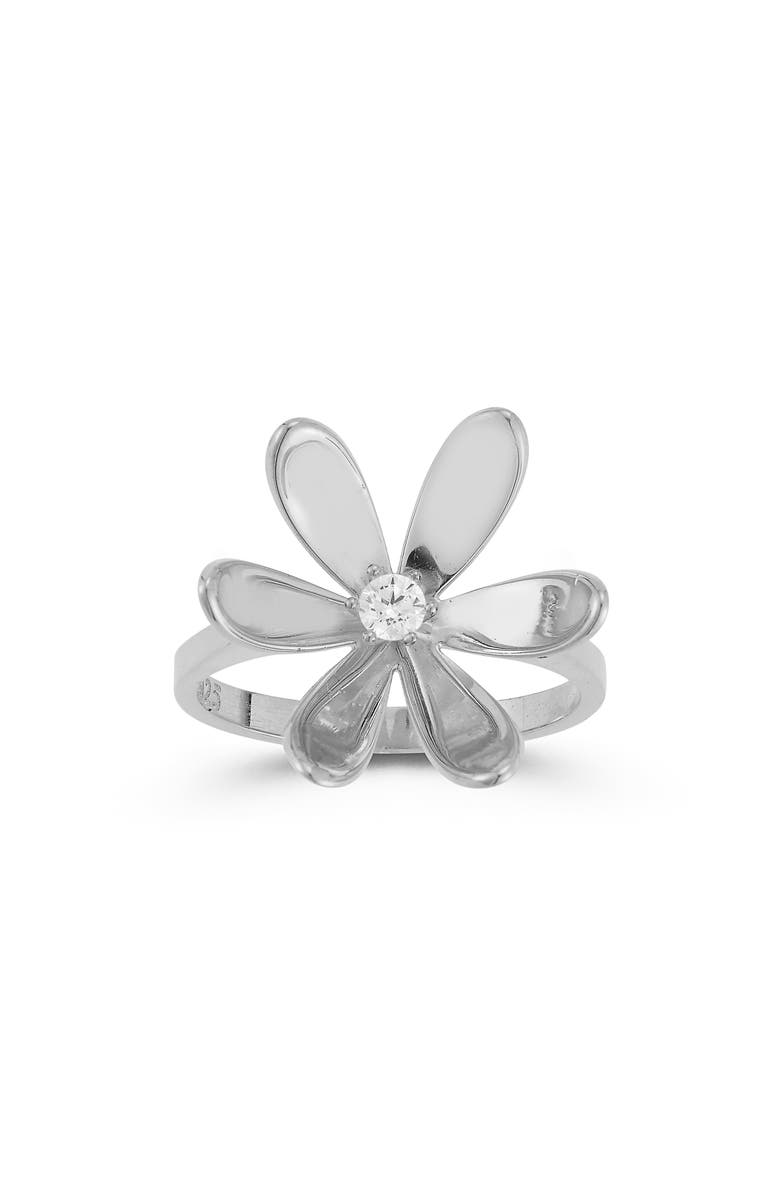 SPHERA MILANO Cubic Zirconia Floral Ring, Alternate, color, Silver