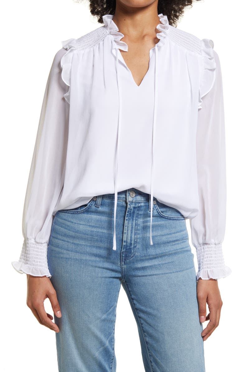 Halogen<sup>®</sup> Ruffle Front Long Sleeve Blouse, Main, color, 