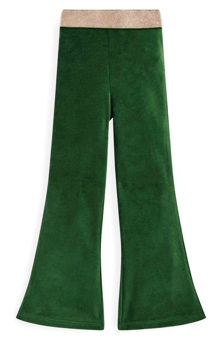 Mini Boden Kids' Flare Velvet Leggings, Main, color, Pine Green
