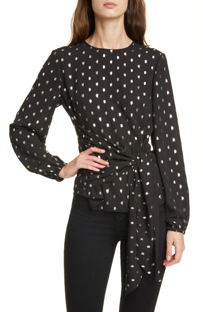 Ted Baker London Naiomy Metallic Fleck Wrap Front Top, Main, color, 
