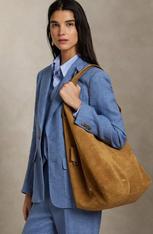 Polo Ralph Lauren Large Polo Play Suede Tote In Brown