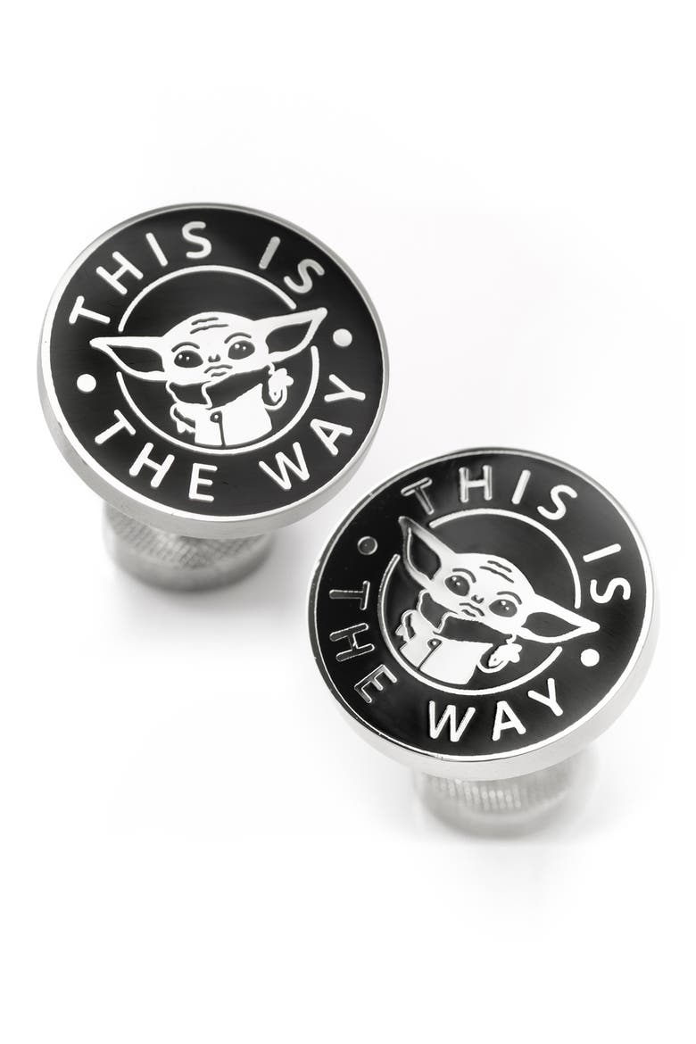 Grogu This Is The Way Cuff Links, Alternate, color, SILVER