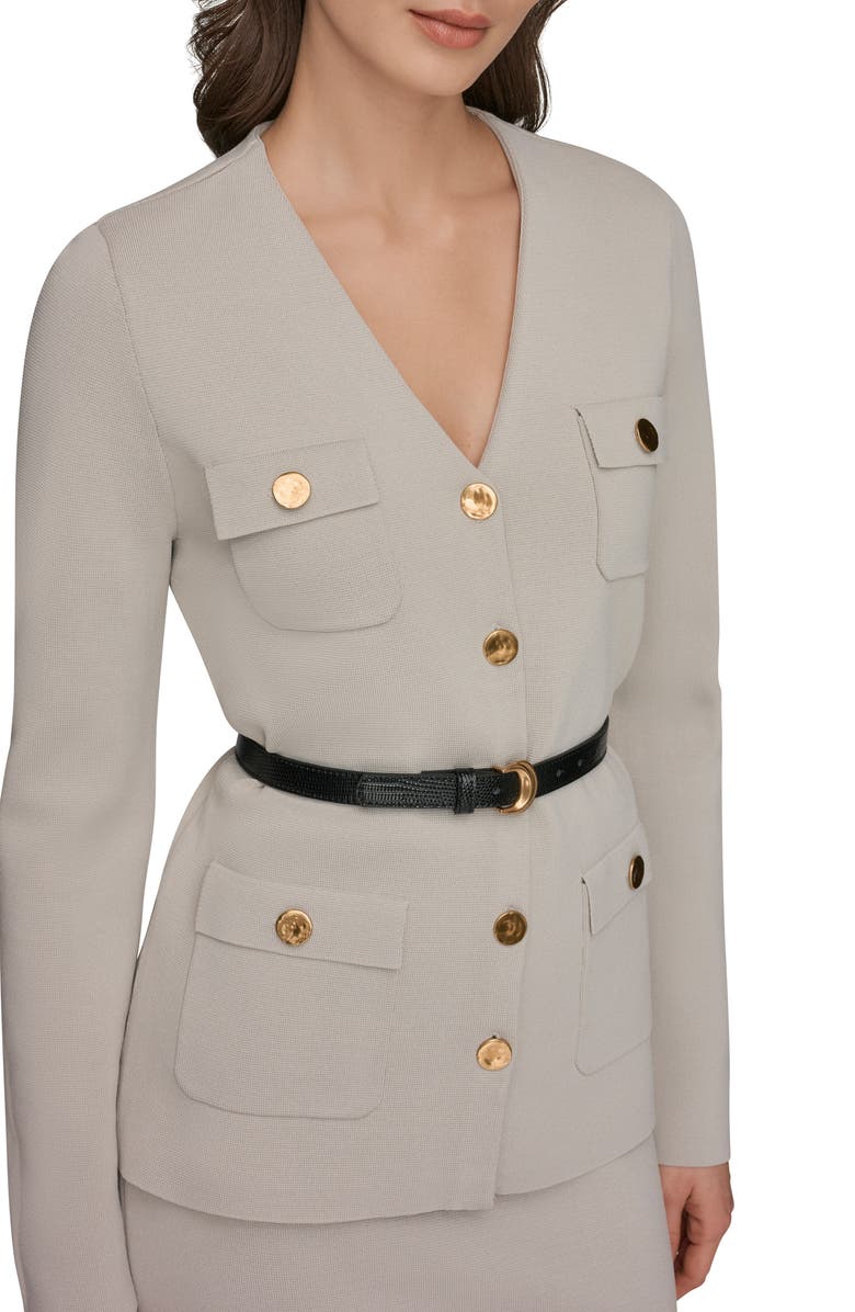 Donna Karan New York Belted Sweater Blazer, Alternate, color, Tuscan Grey