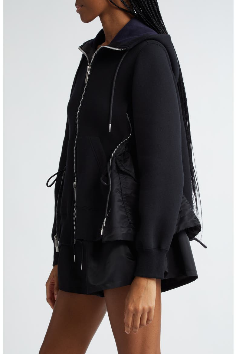 MA-1 Side Gusset Sponge Hoodie, Alternate, color, BLACK × BLACK