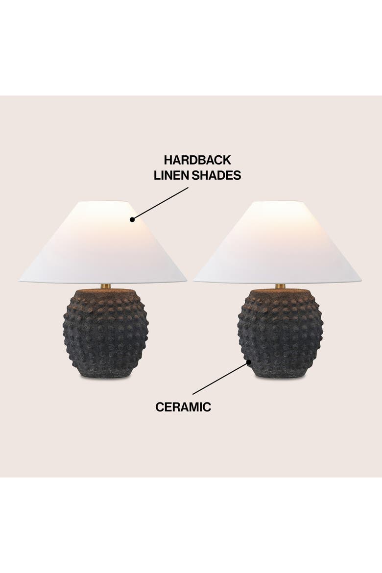 Effie 18.25" Minimalist Scandinavian Ceramic/Iron Hobnail LED Table Lamp, Alternate, color, Matte Black