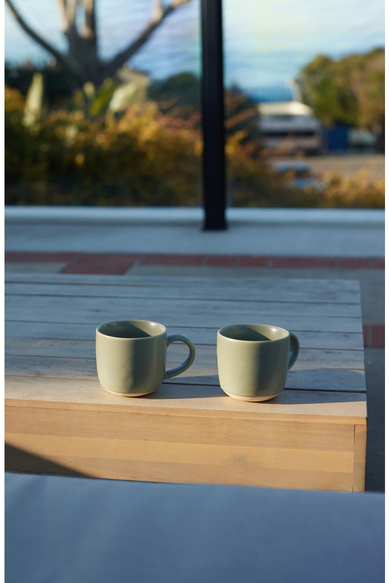 The Mugs Set of 4 Stoneware Mugs, Alternate, color, BEACHGRASS GREEN