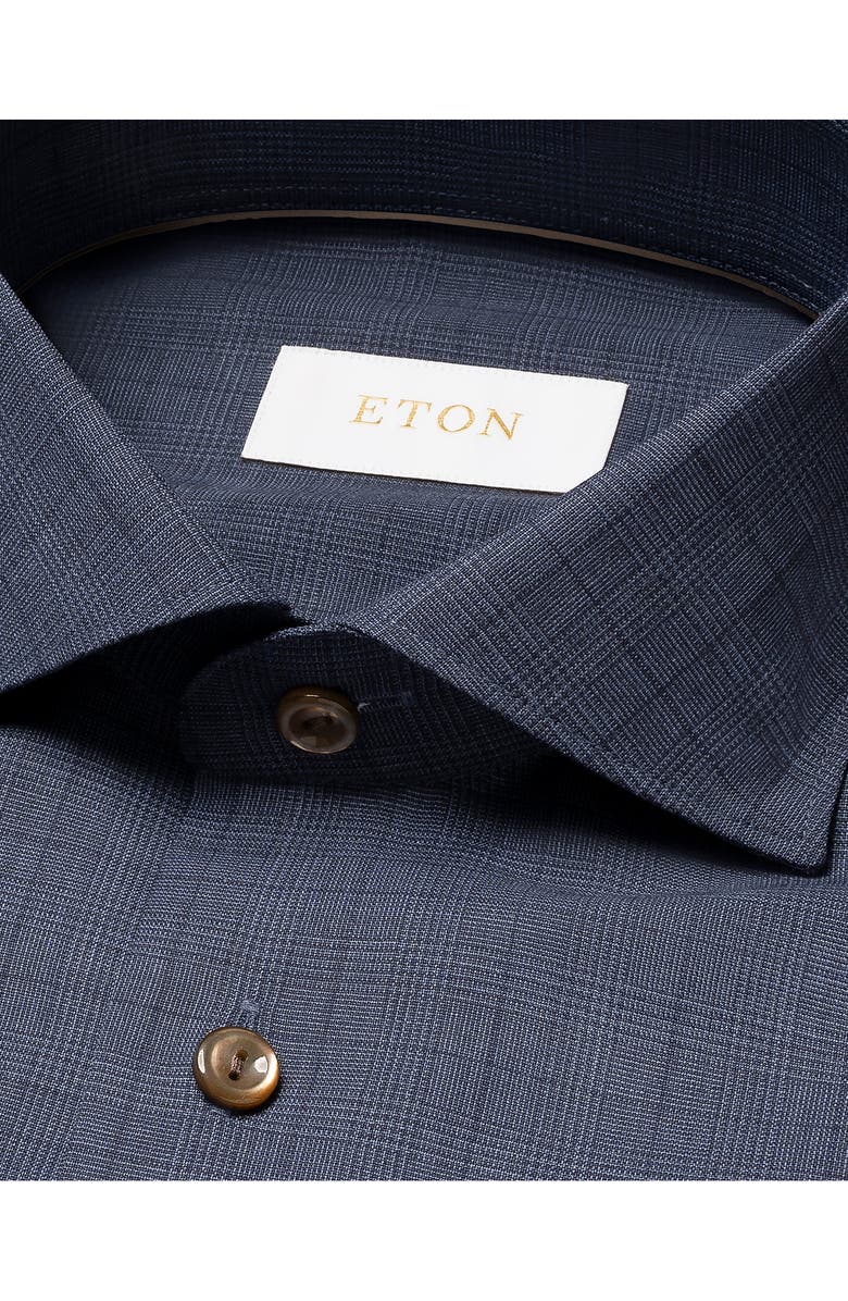 Eton Slim Fit Glen Plaid Wool Dress Shirt, Alternate, color, 