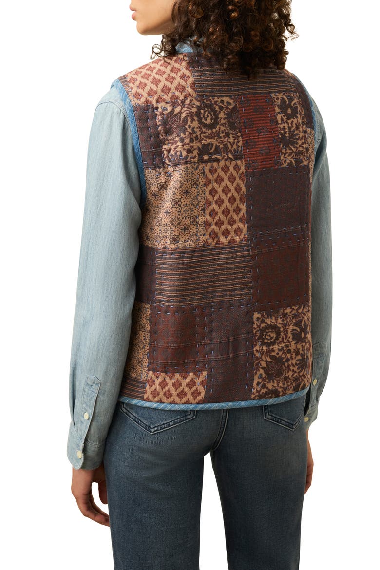 Indigo Quilted Patchwork Vest, Alternate, color, INDRA PATCHWORK