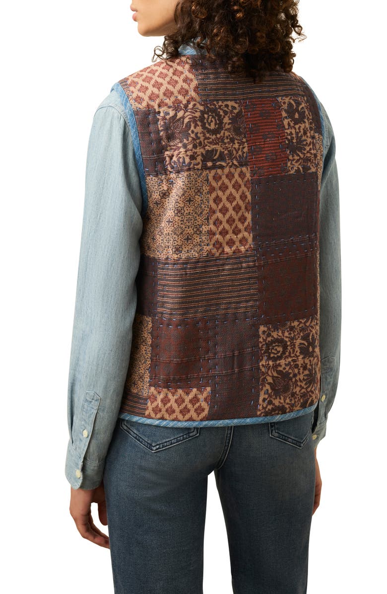 Faherty Indigo Quilted Patchwork Vest, Alternate, color, Indra Patchwork