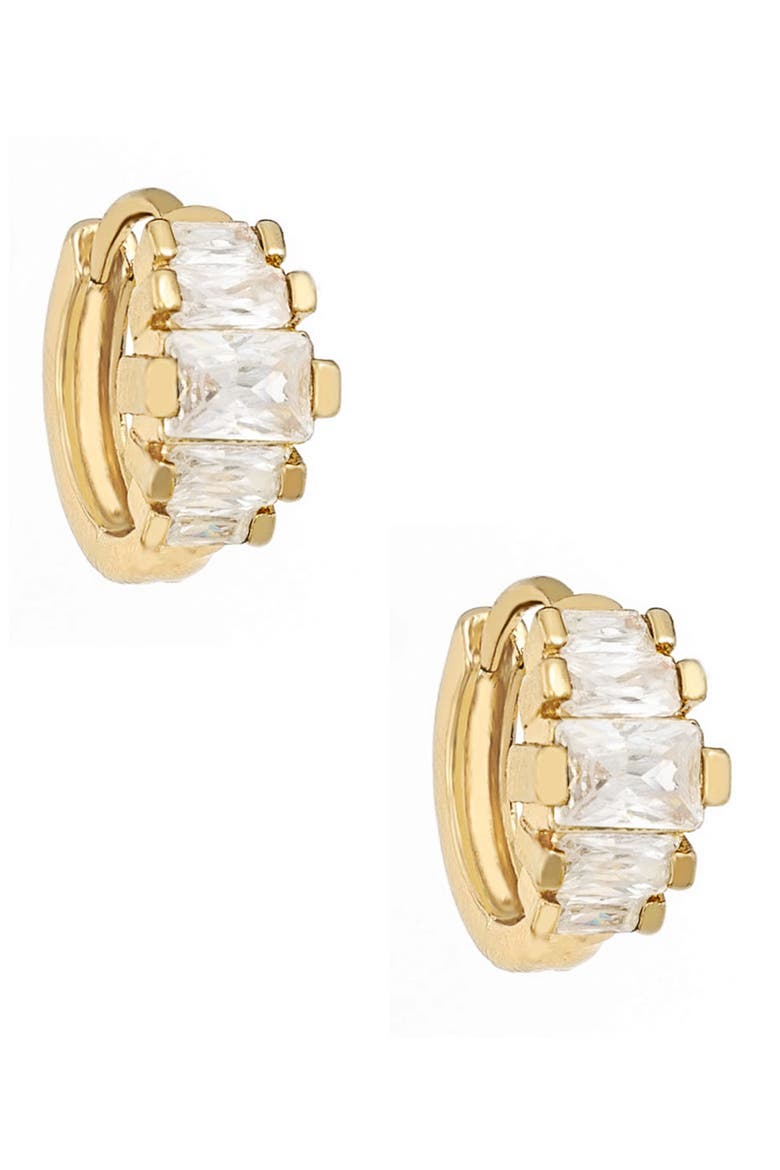 Crystal Huggie Earrings, Main, color, GOLD