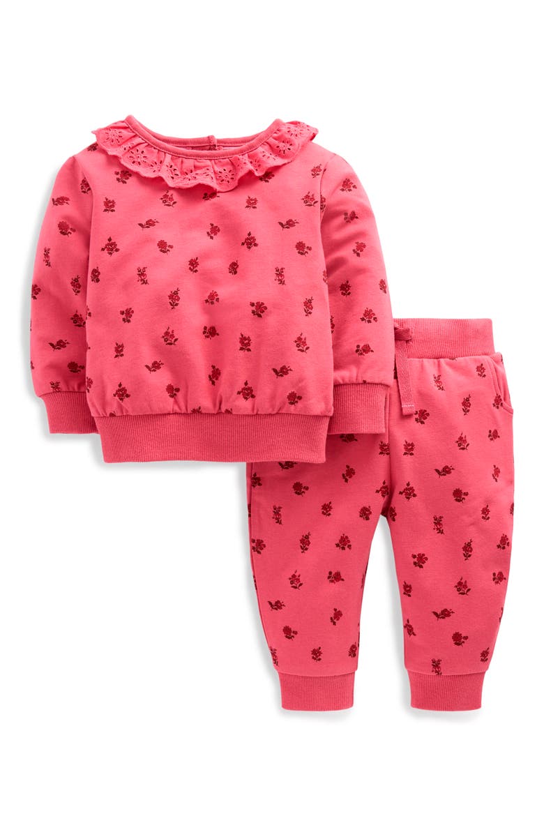 Ruffle Neck Sweatshirt & Joggers Set, Main, color, HOLLY BERRY