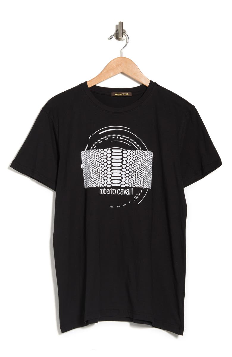 Roberto Cavalli Brand Logo Print Snake Tee, Alternate, color, 
