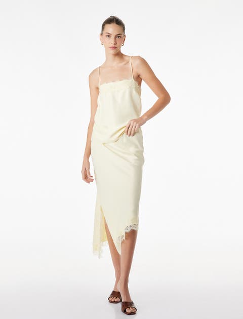 Spaghetti Strap Lace Trim Satin Top