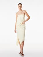 Koton Spaghetti Strap Lace Trim Satin Top