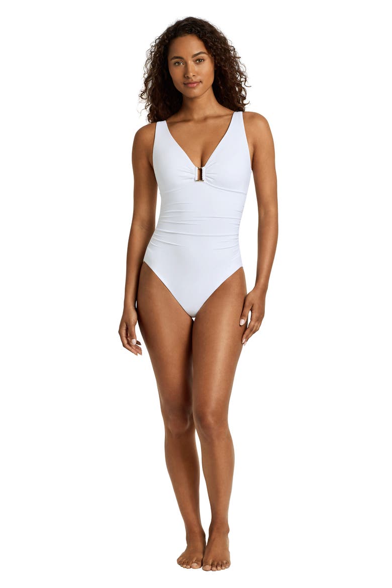 Ring Underwire One-Piece Swimsuit, Alternate, color, WHITE