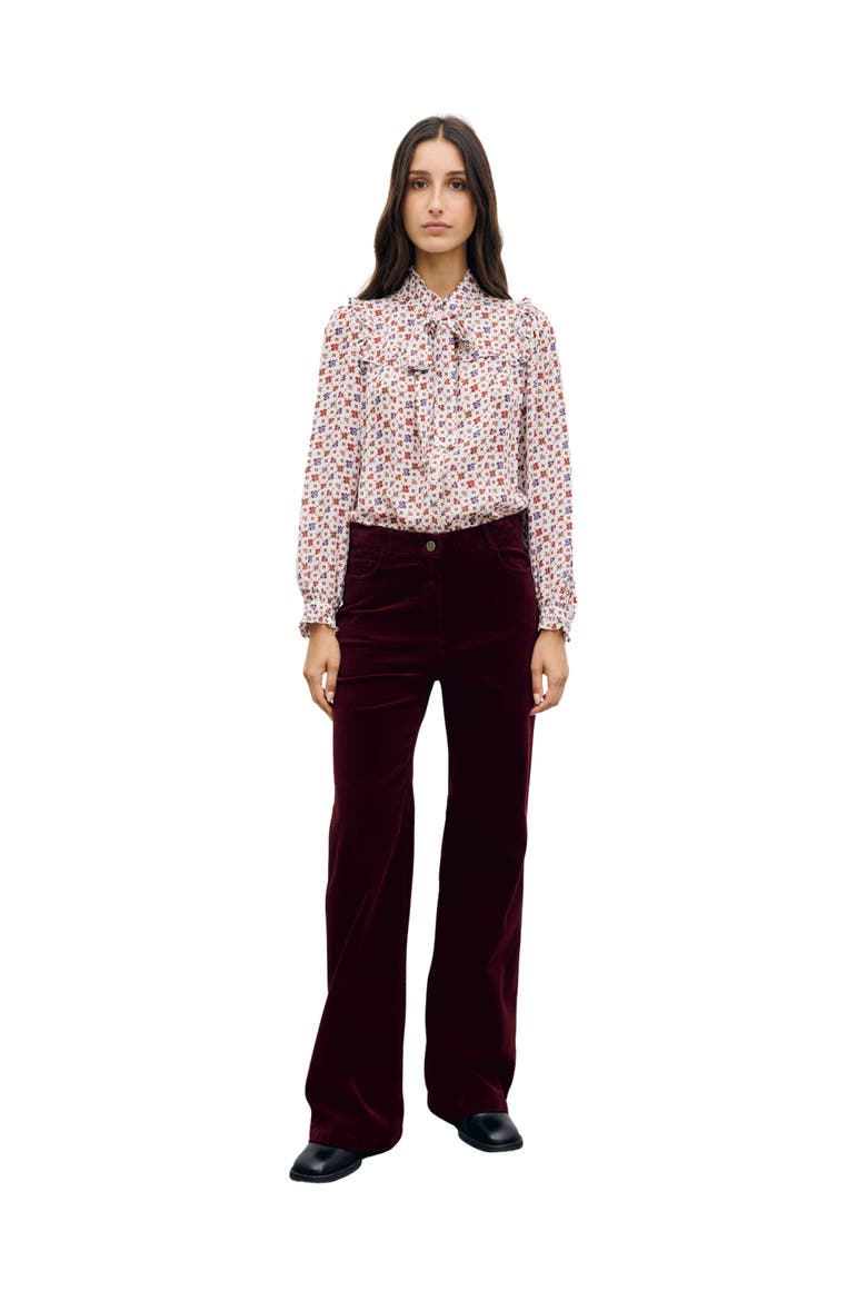 Mag Wide Leg Corduroy Trousers, Alternate, color, Bordeaux