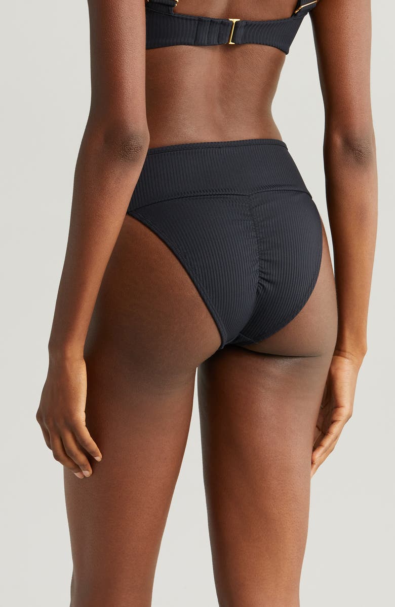 MONTCE Tamarindo Rib High Cut Bikini Bottoms, Alternate, color, Black Rib