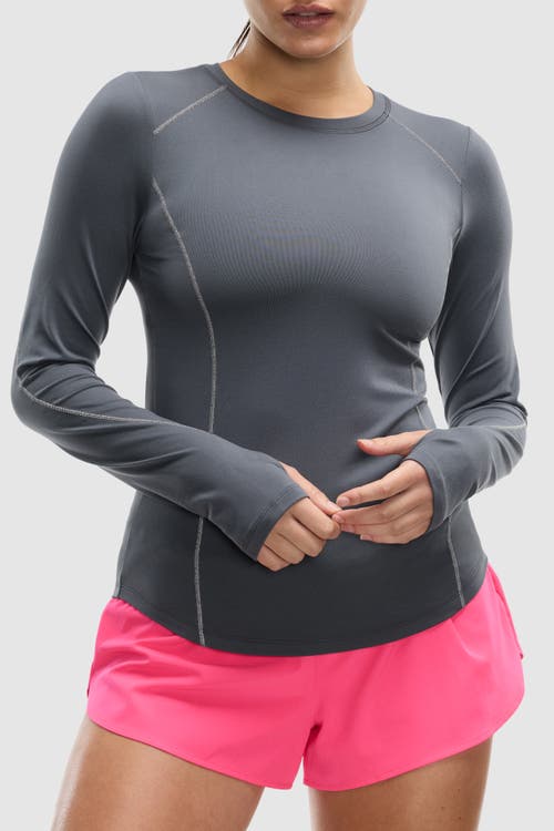 Peloton Active Brushed Jersey Long Sleeve In Gray