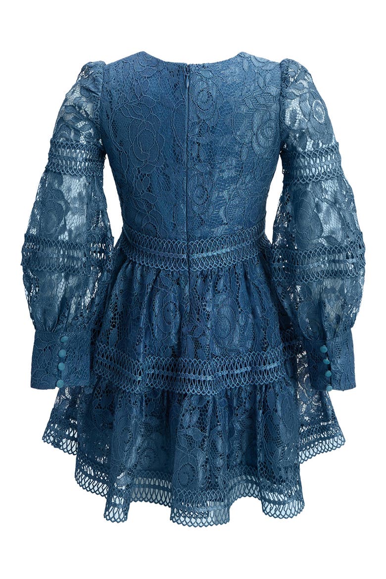 Kids' Venice Lace Long Sleeve Party Dress, Alternate, color, STEEL BLUE