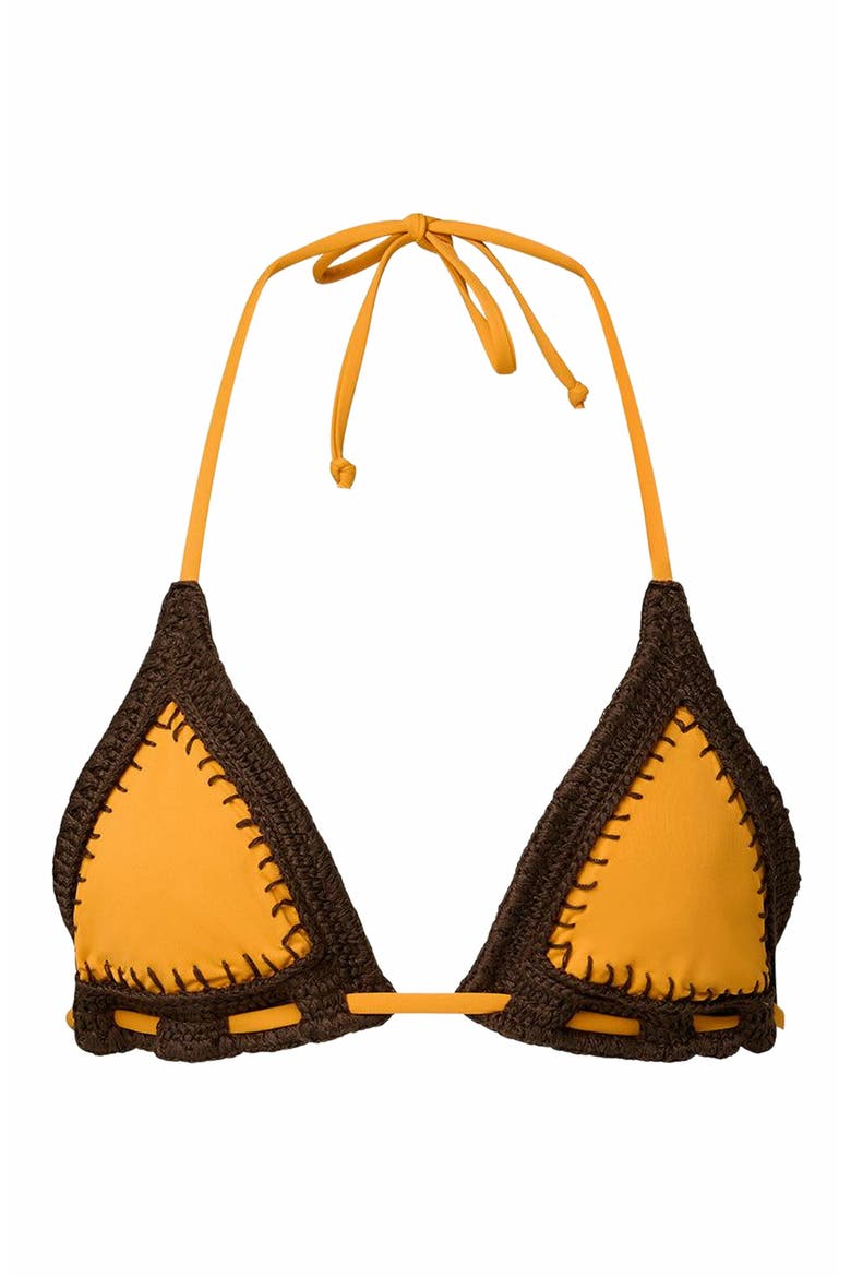 Crochet Combo Triangle Top, Main, color, MAHOGANY/ORNG