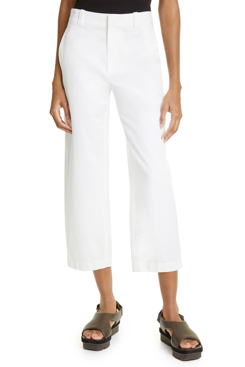 Cotton Crop Pants, Main, color, OFF WHITE