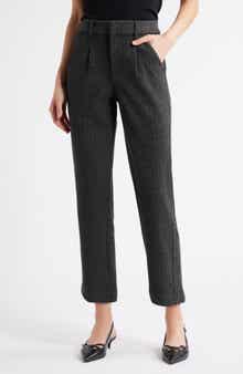 Wit & Wisdom Skyrise Pleated Herringbone Twill Straight Leg Ankle Trousers