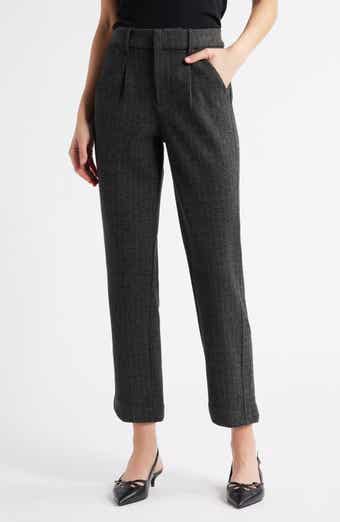 Wit & Wisdom Skyrise Pleated Herringbone Twill Straight Leg Ankle Trousers