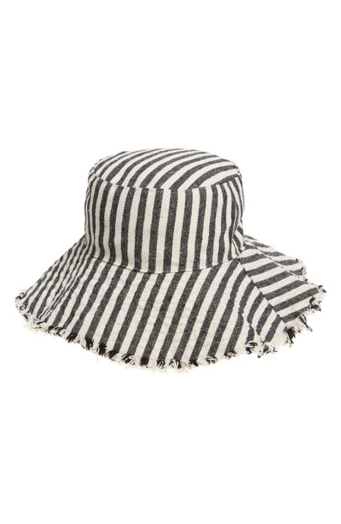 Frayed Edge Stripe Bucket Hat