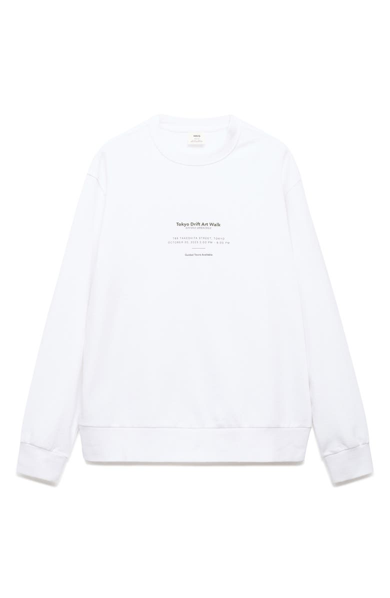 MANGO Cotton Graphic Print Sweatshirt, Alternate, color, White