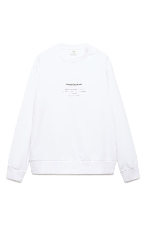 Mango Cotton Graphic Print Sweatshirt In White