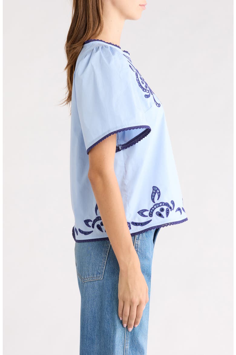 Jocie Embroidered Puff Sleeve Top, Alternate, color, LIGHT-BLUE