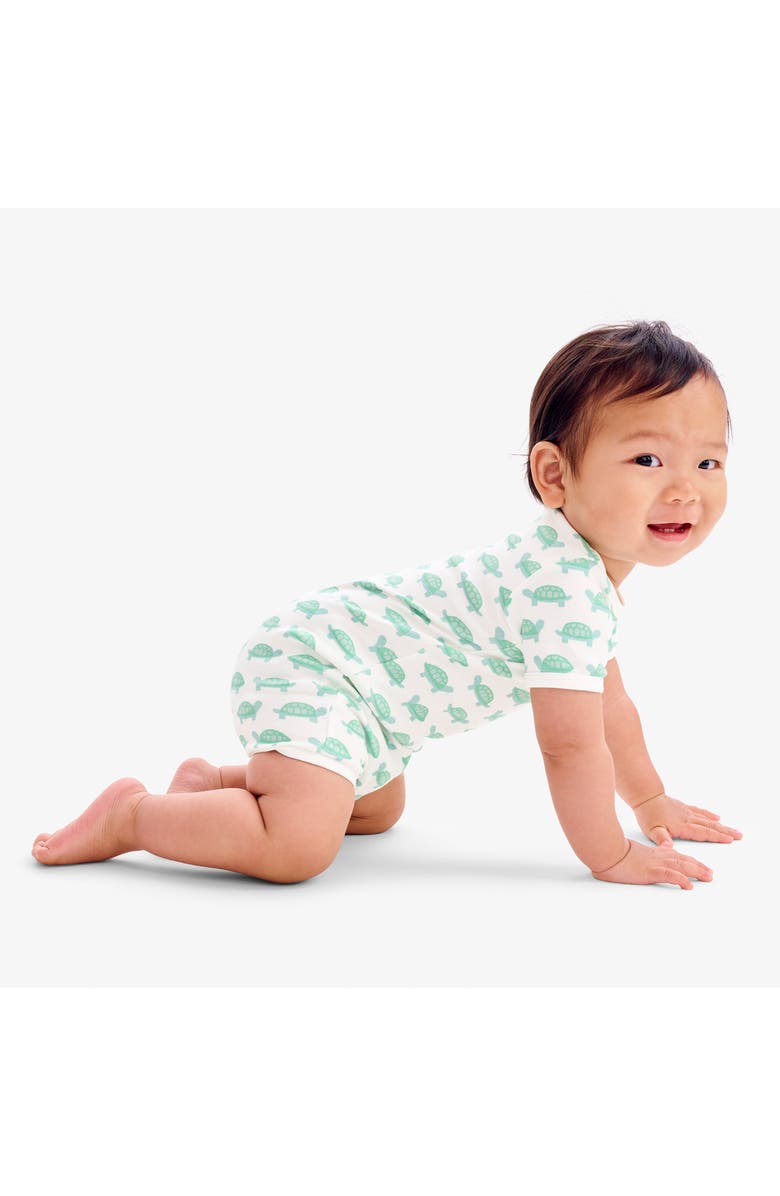 Primary Organic Animal Friends Babysuit Shortie, Alternate, color, Clover Baby Turtles