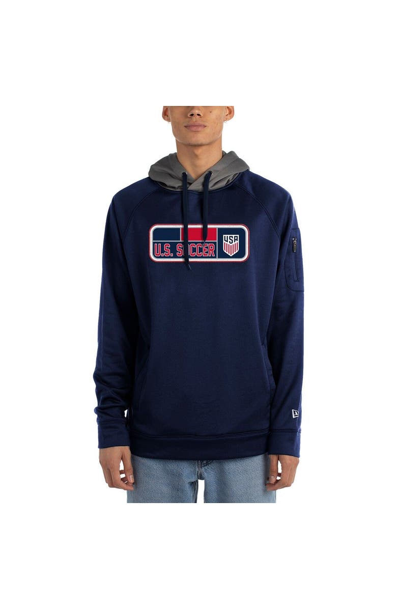 New Era Men's New Era Navy USMNT Active Raglan Pullover Hoodie, Alternate, color, Navy