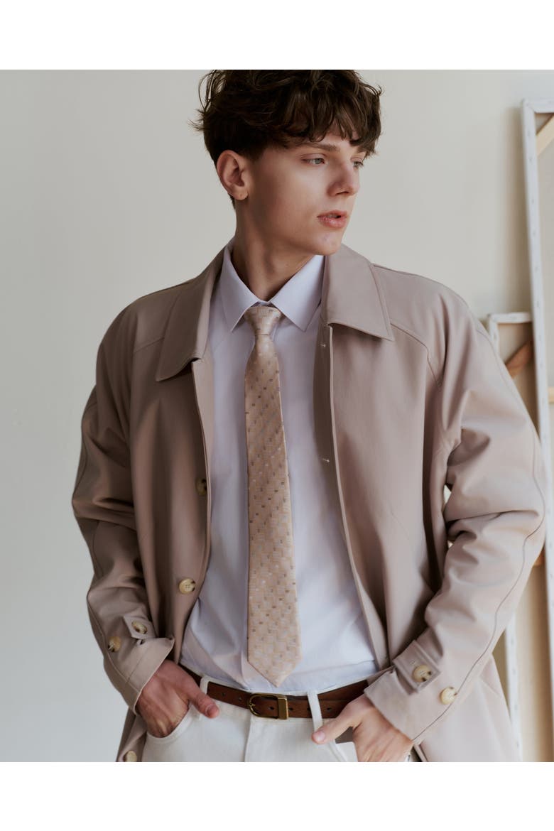 Pinstripe Tapestry Silk Jacquard Tie, Alternate, color, Beige