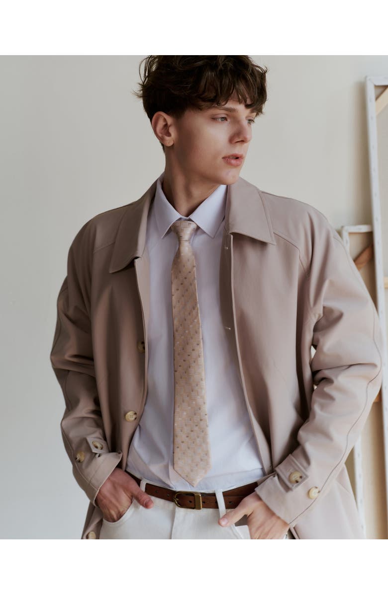 Knottery & Co Pinstripe Tapestry Silk Jacquard Tie, Alternate, color, Beige